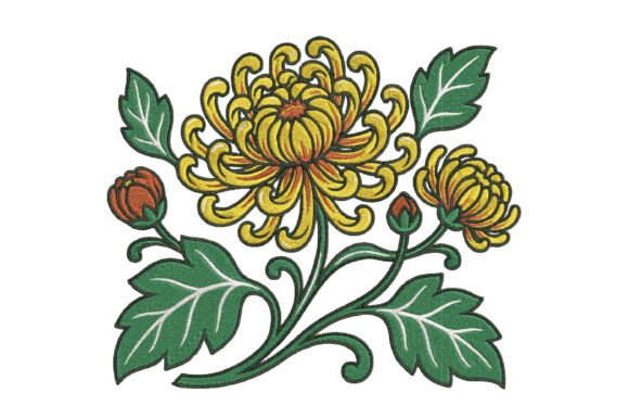 Testing the Yellow Chrysanthemum Embroidery Design